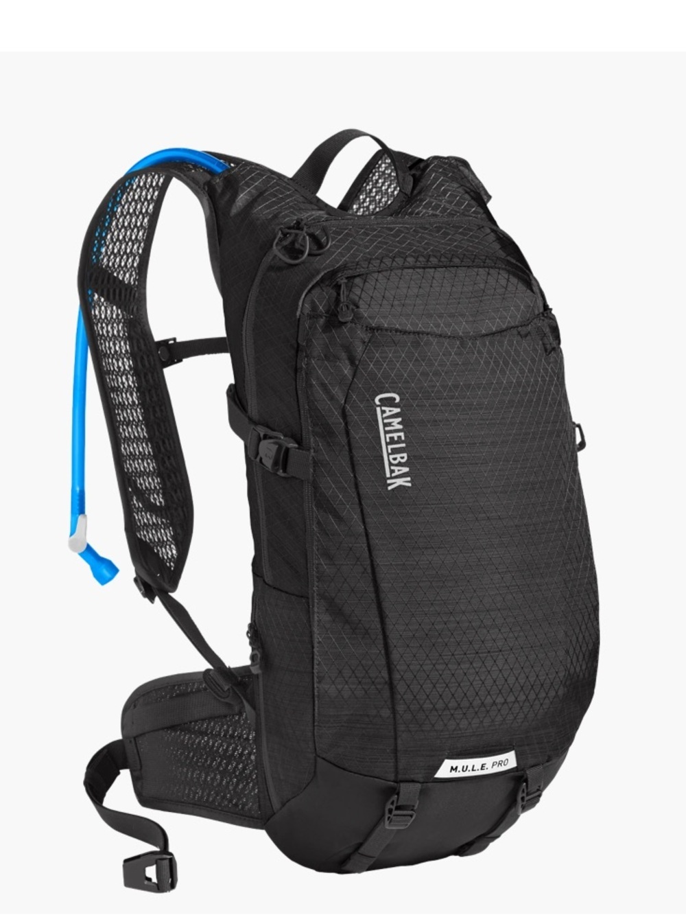 Camelbak Black Backpack with Blue Hydration Tube